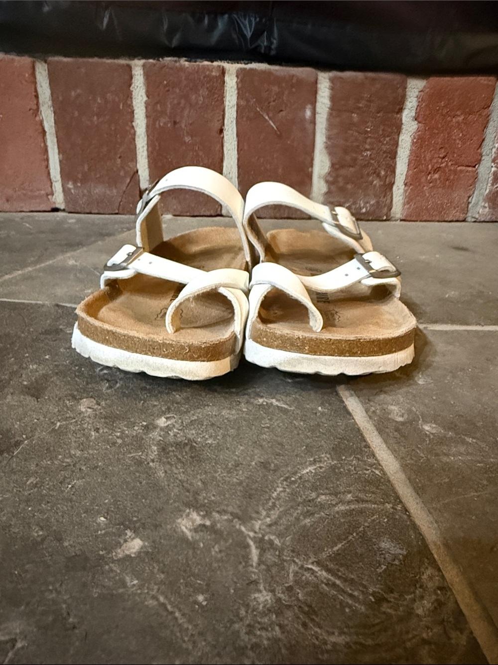 White Adjustable Toe-Loop Sandals